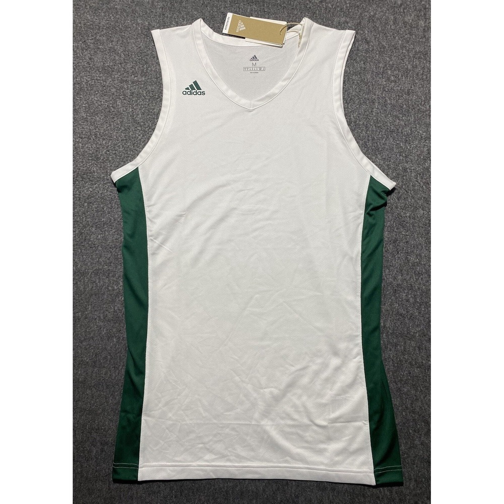 Adidas Next Prime Tank Top Basketball Jersey Mens Training White/Green Size M